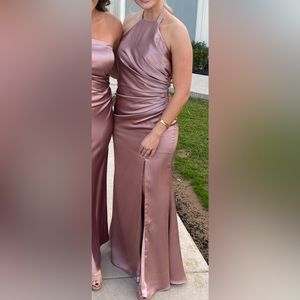 Revelry rose quartz satin bridesmaids dress. Size 6.